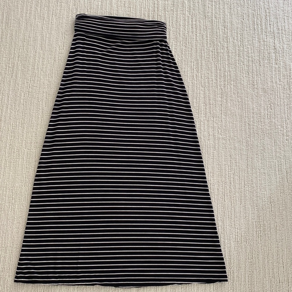 J. Crew Black and White Striped Maxi Skirt